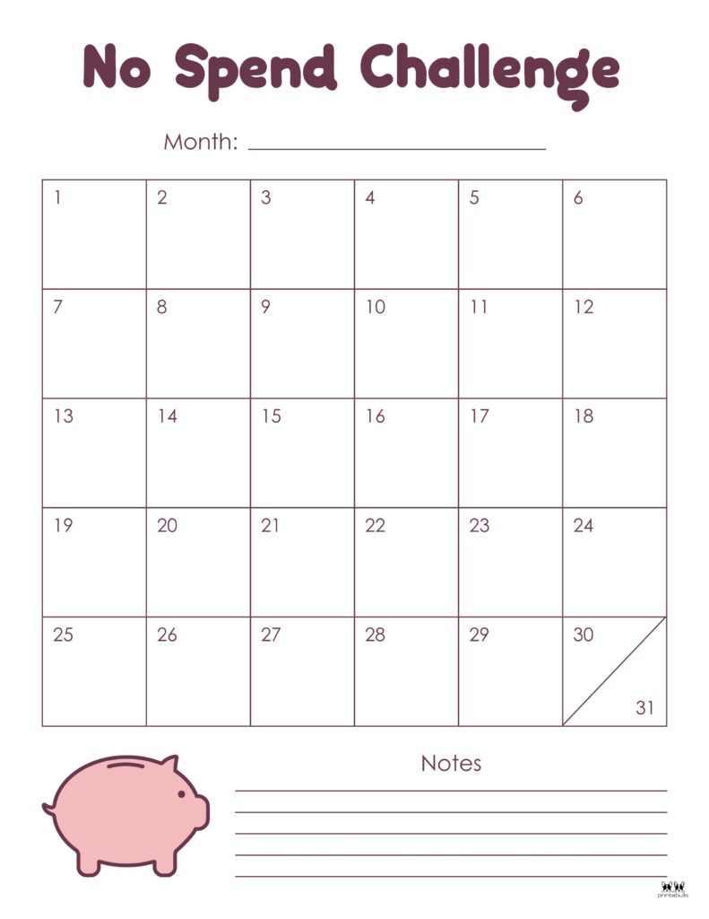 no spend challenge printables | printabulls